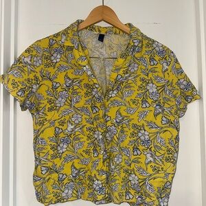 Universal Thread Yellow Floral Button Down Shirt